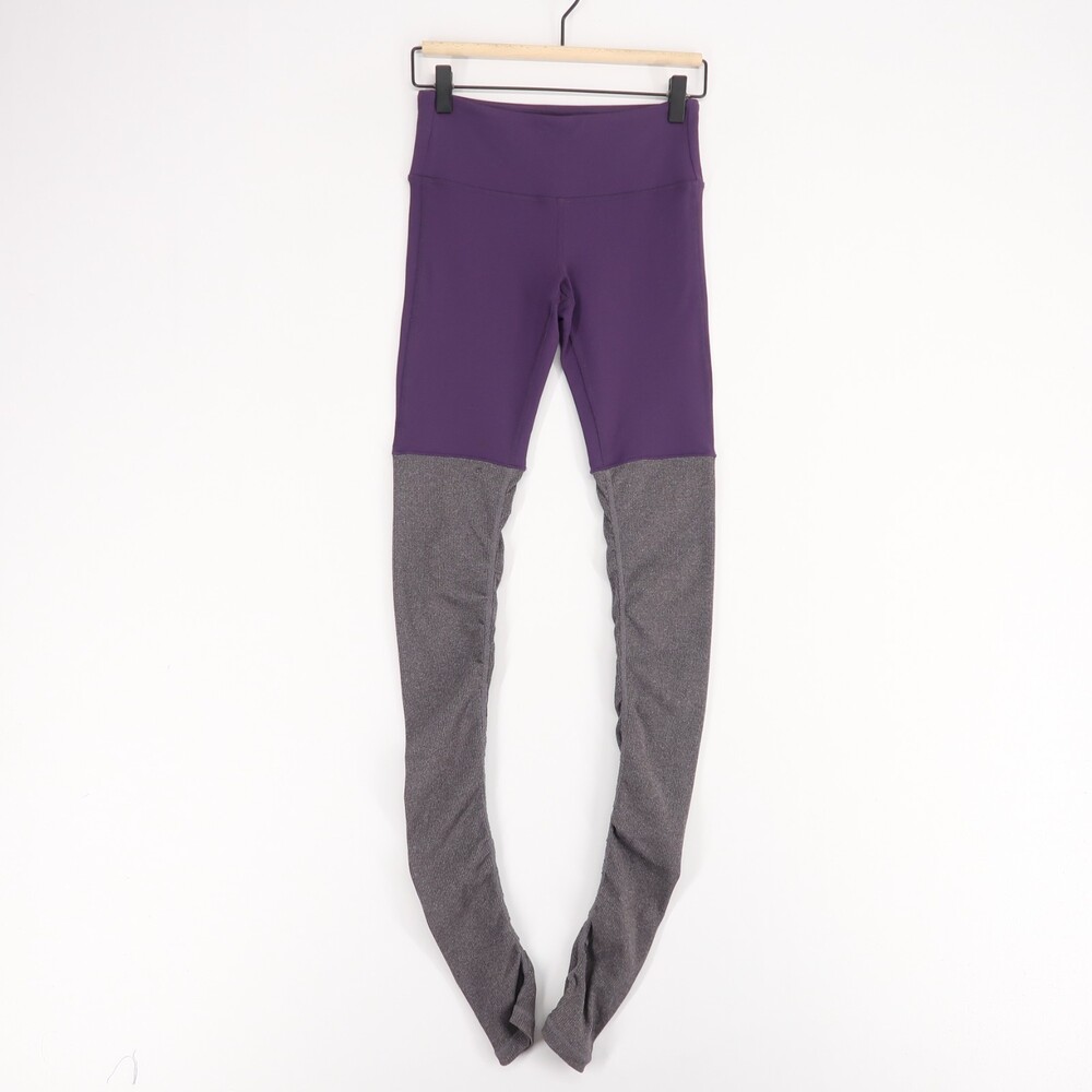 Alo Goddess Legging Womens XS Purple Gray Heather Ribbed Yoga Athletic High Rise